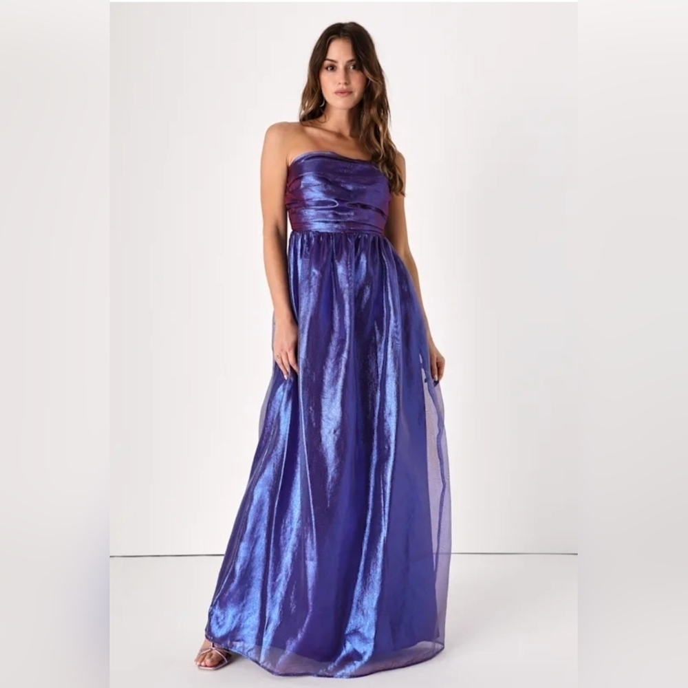 Strapless Shimmering Purple Gown